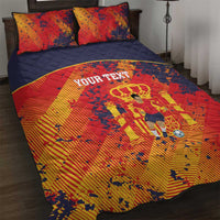Spain 2026 Football Custom Quilt Bed Set Espana La Roja Grunge Style