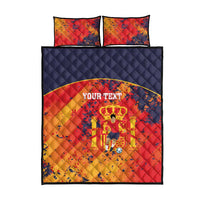 Spain 2026 Football Custom Quilt Bed Set Espana La Roja Grunge Style
