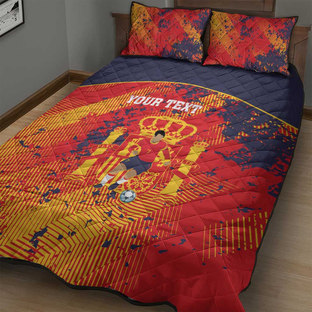 Spain 2026 Football Custom Quilt Bed Set Espana La Roja Grunge Style