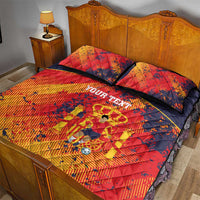 Spain 2026 Football Custom Quilt Bed Set Espana La Roja Grunge Style