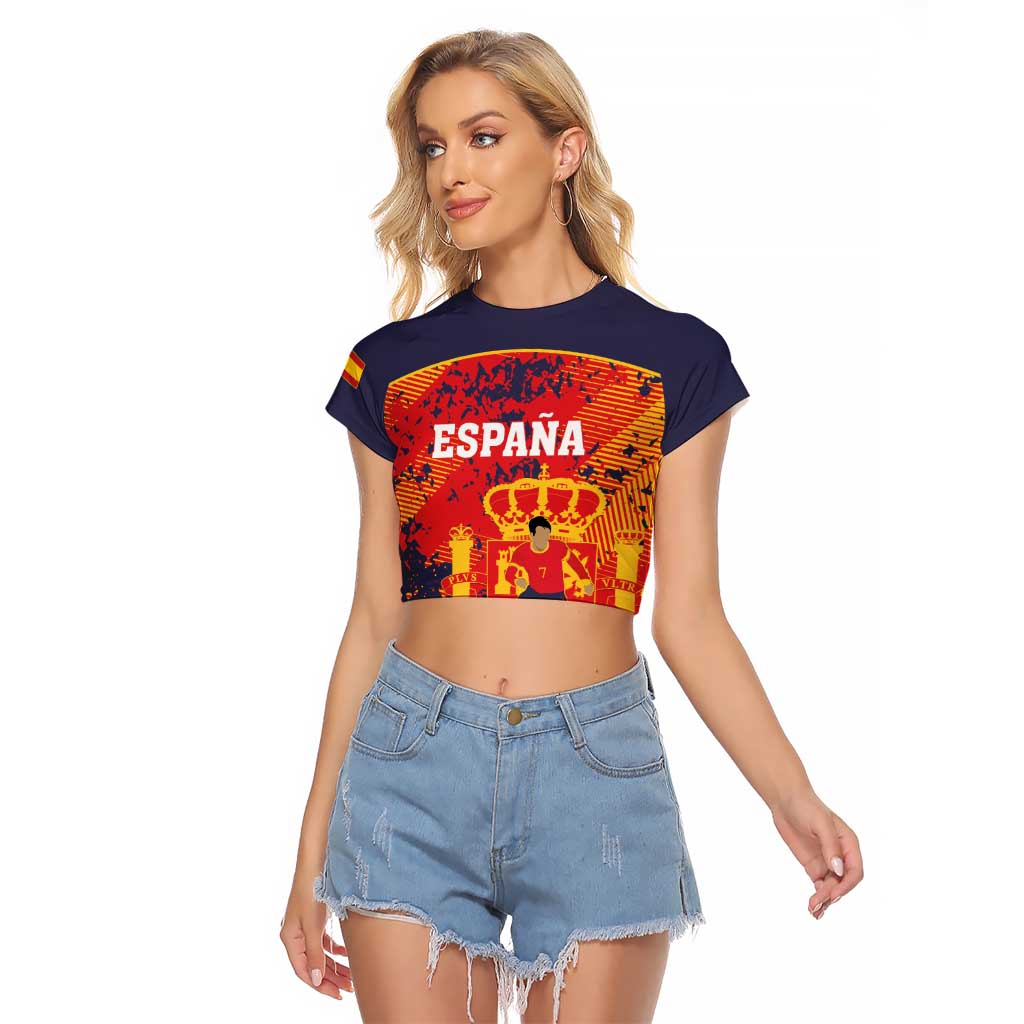 Spain 2026 Football Custom Raglan Cropped T Shirt Espana La Roja Grunge Style