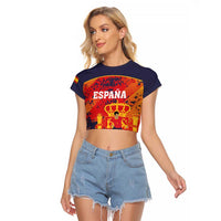 Spain 2026 Football Custom Raglan Cropped T Shirt Espana La Roja Grunge Style
