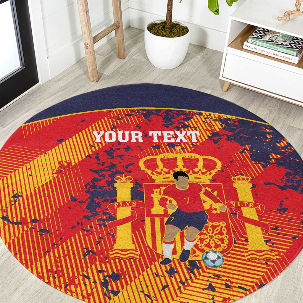 Spain 2026 Football Custom Round Carpet Espana La Roja Grunge Style