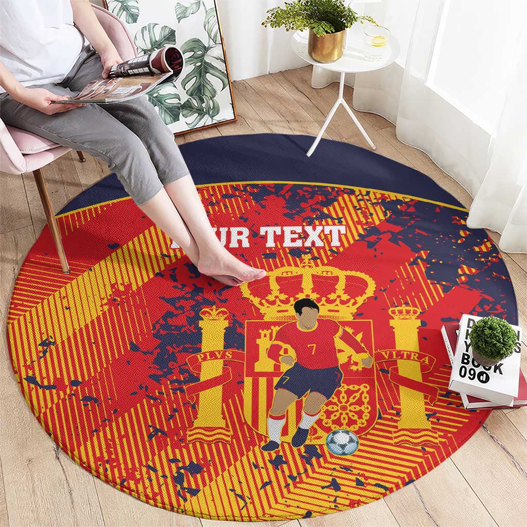 Spain 2026 Football Custom Round Carpet Espana La Roja Grunge Style