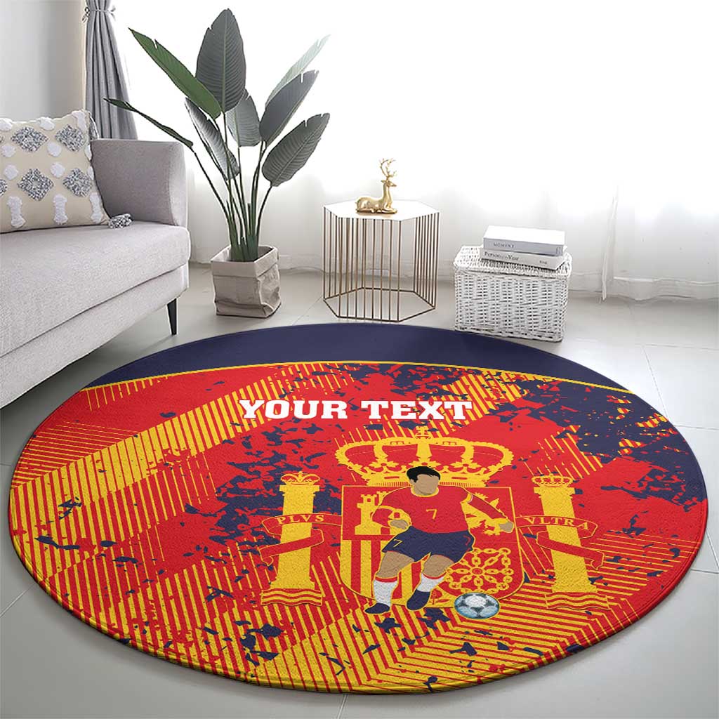 Spain 2026 Football Custom Round Carpet Espana La Roja Grunge Style