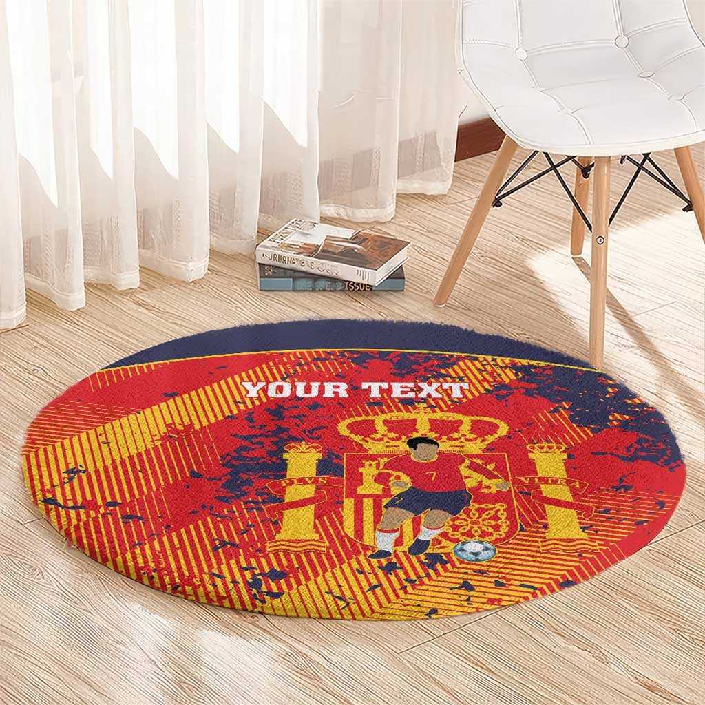 Spain 2026 Football Custom Round Carpet Espana La Roja Grunge Style