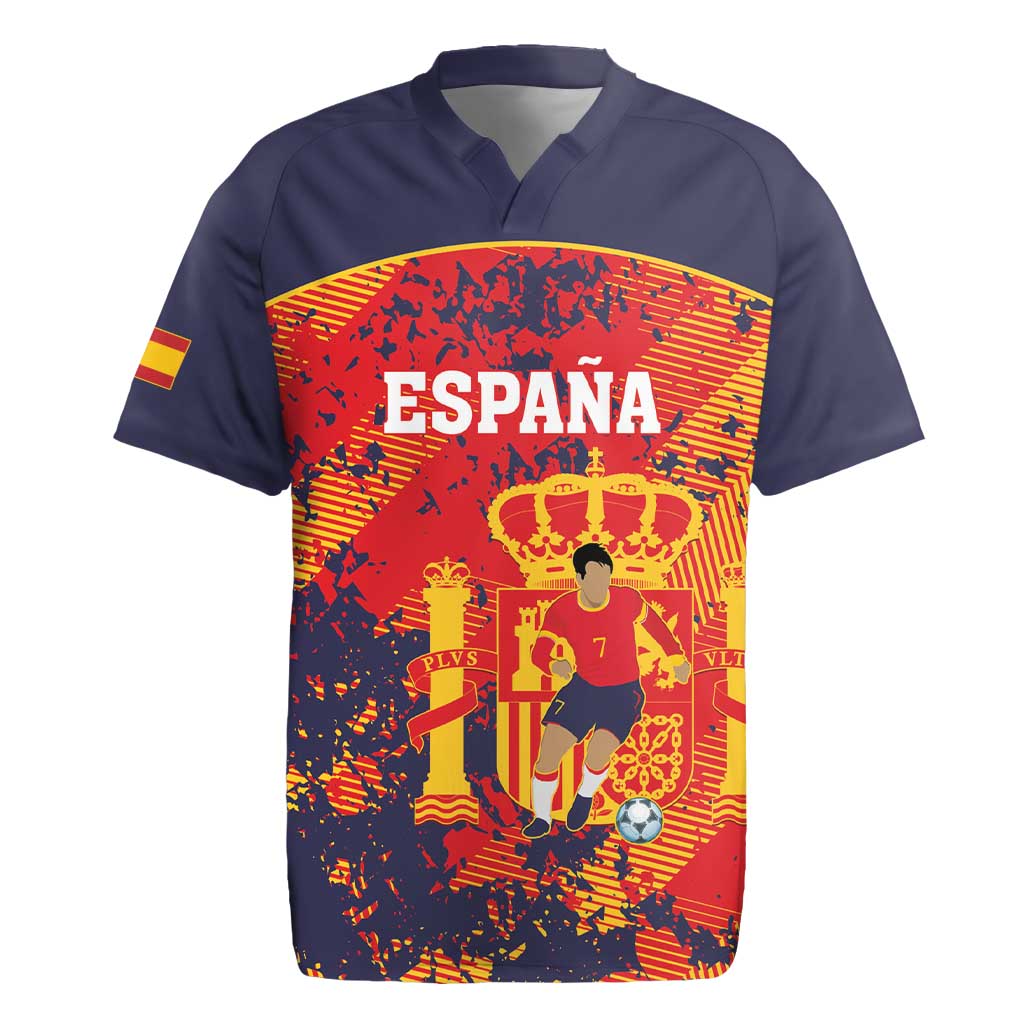 Spain 2026 Football Custom Rugby Jersey Espana La Roja Grunge Style