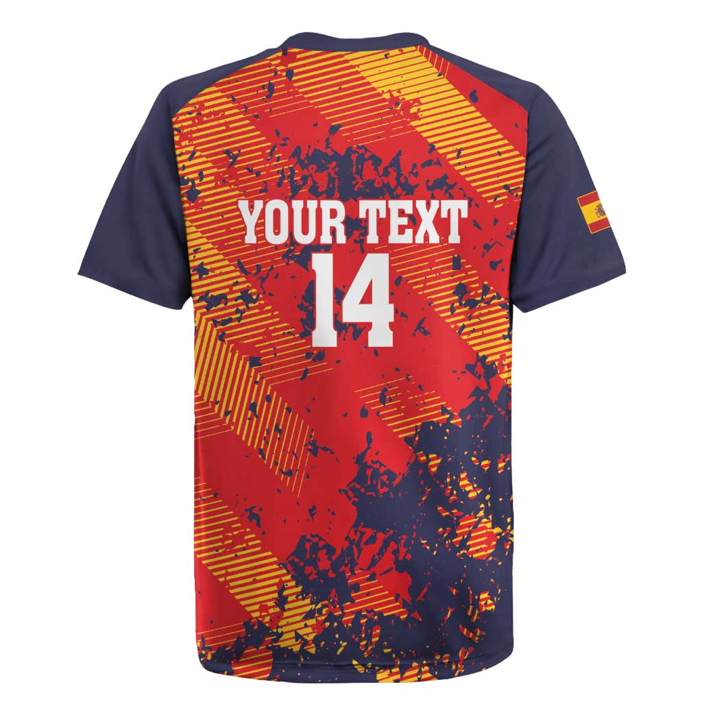 Spain 2026 Football Custom Rugby Jersey Espana La Roja Grunge Style