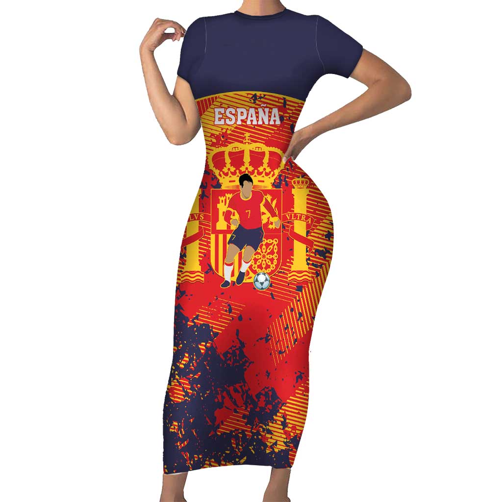 Spain 2026 Football Custom Short Sleeve Bodycon Dress Espana La Roja Grunge Style