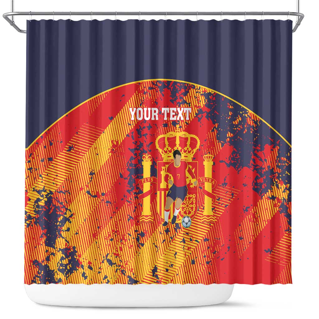 Spain 2026 Football Custom Shower Curtain Espana La Roja Grunge Style