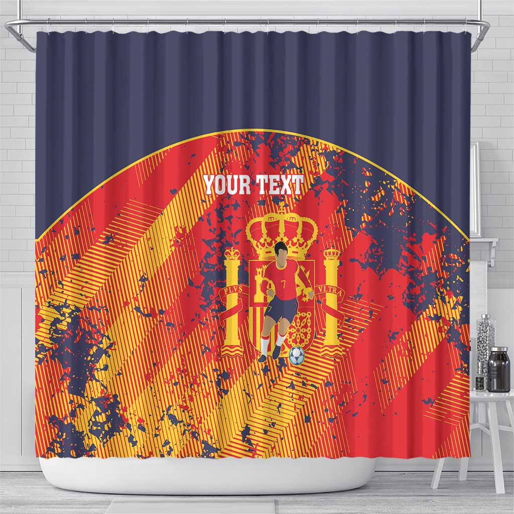 Spain 2026 Football Custom Shower Curtain Espana La Roja Grunge Style