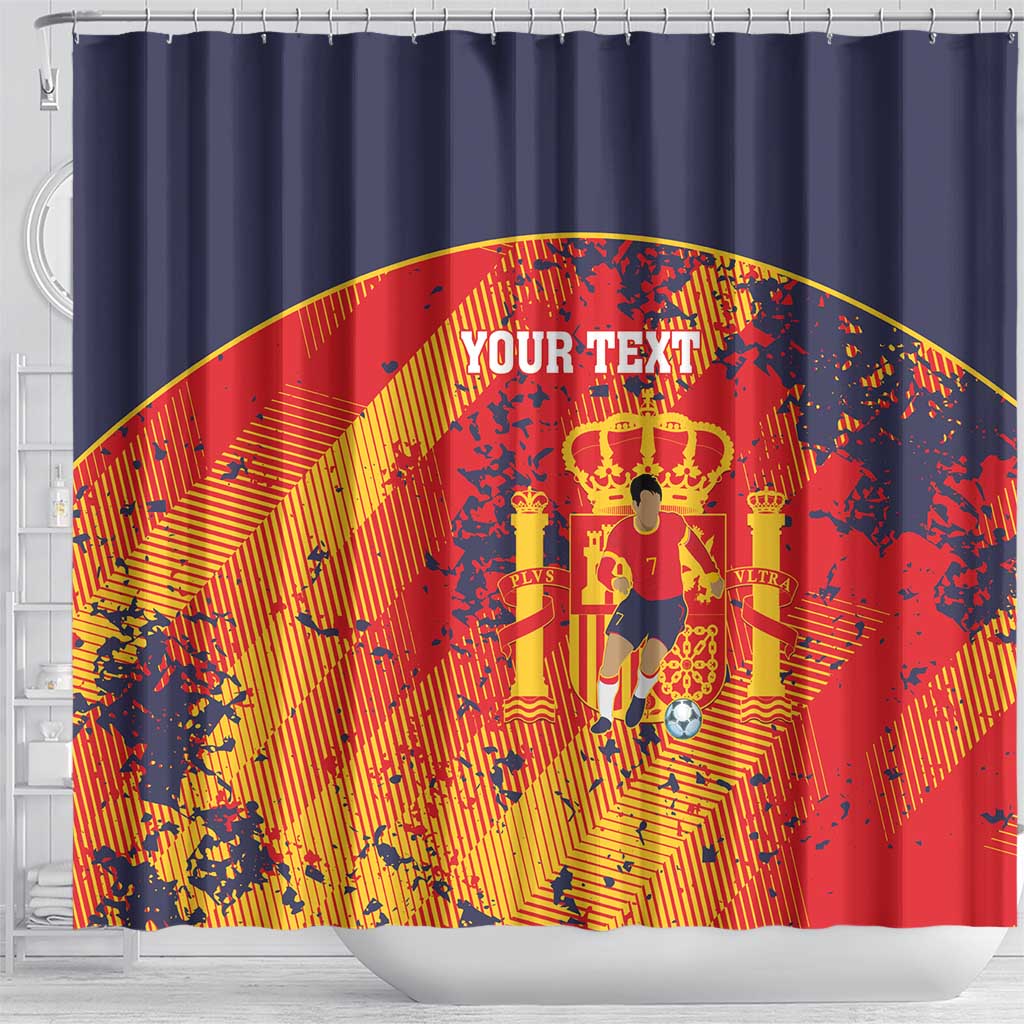 Spain 2026 Football Custom Shower Curtain Espana La Roja Grunge Style