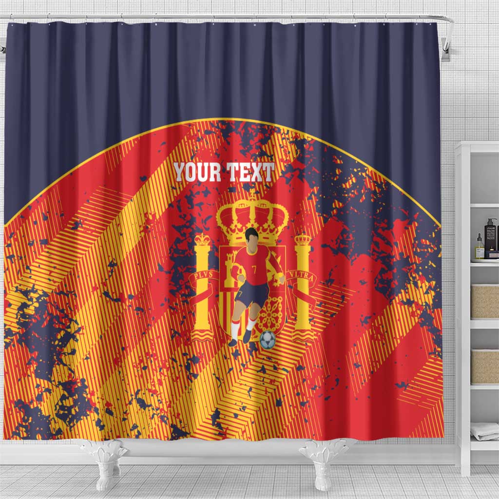 Spain 2026 Football Custom Shower Curtain Espana La Roja Grunge Style