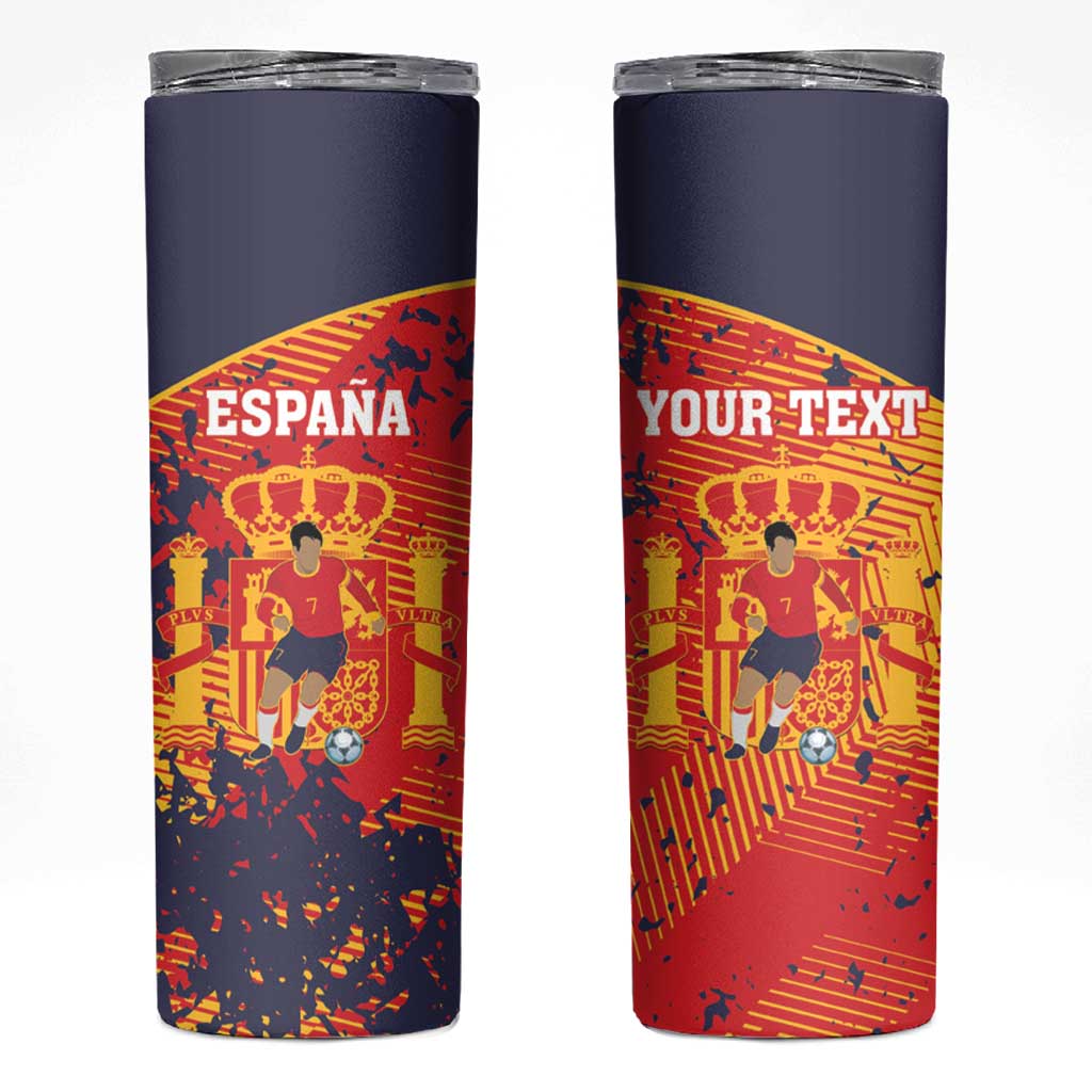 Spain 2026 Football Custom Skinny Tumbler Espana La Roja Grunge Style