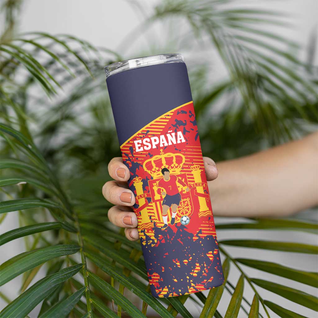 Spain 2026 Football Custom Skinny Tumbler Espana La Roja Grunge Style