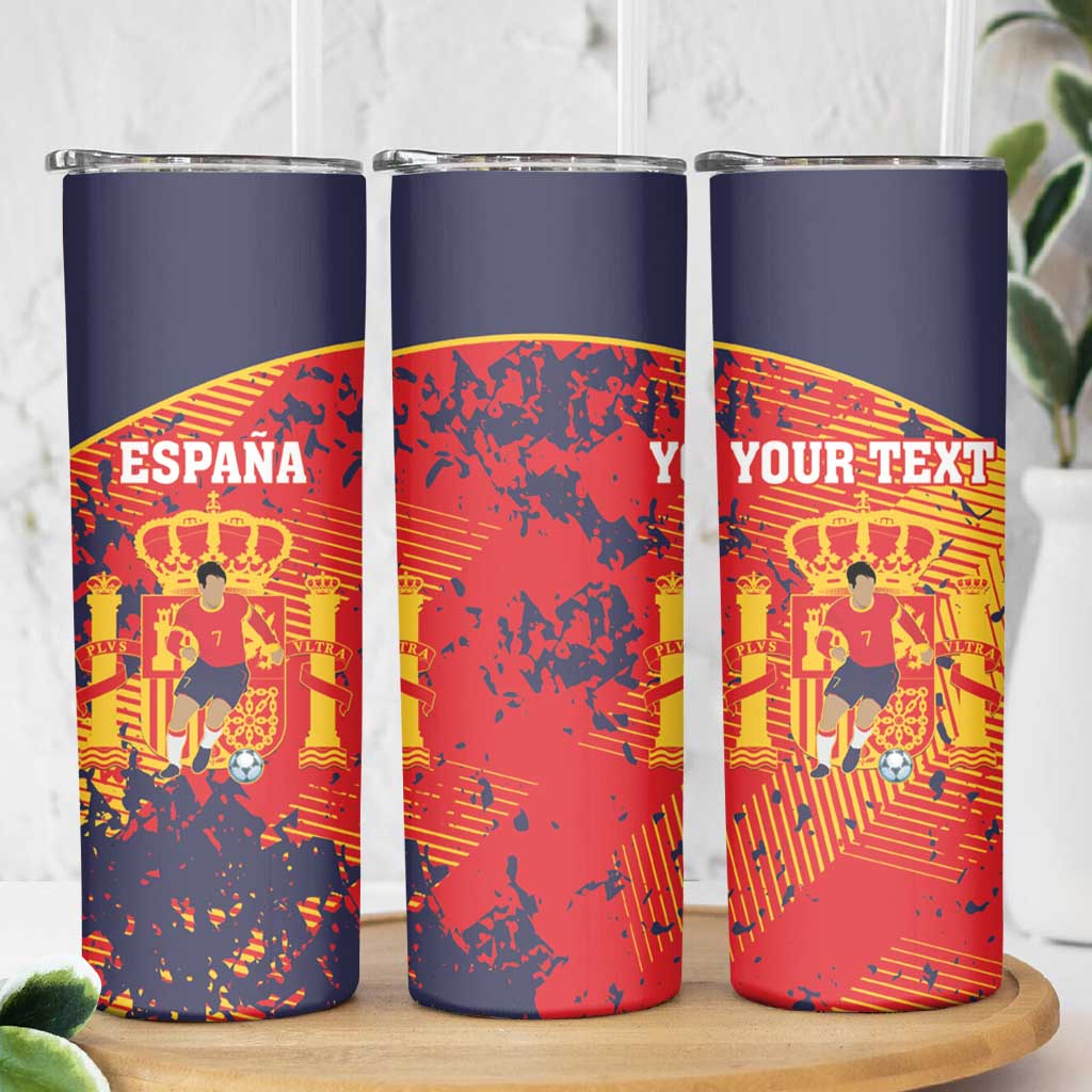 Spain 2026 Football Custom Skinny Tumbler Espana La Roja Grunge Style