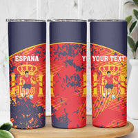 Spain 2026 Football Custom Skinny Tumbler Espana La Roja Grunge Style