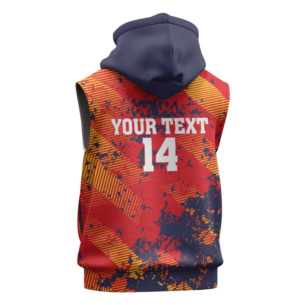 Spain 2026 Football Custom Sleeveless Hoodie Espana La Roja Grunge Style