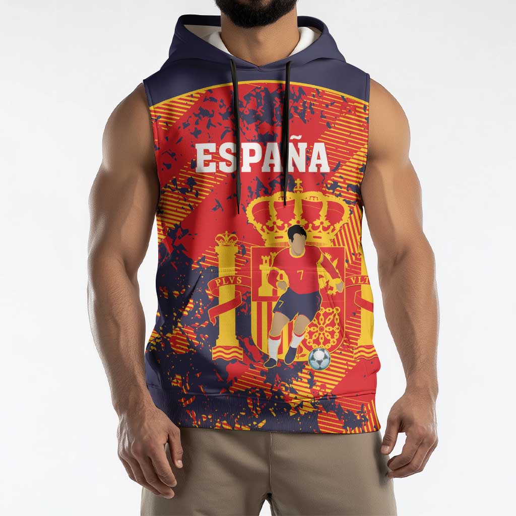 Spain 2026 Football Custom Sleeveless Hoodie Espana La Roja Grunge Style