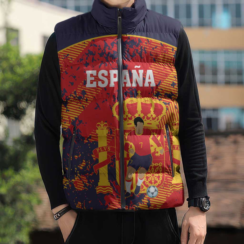 Spain 2026 Football Custom Sleeveless Puffer Jacket Espana La Roja Grunge Style