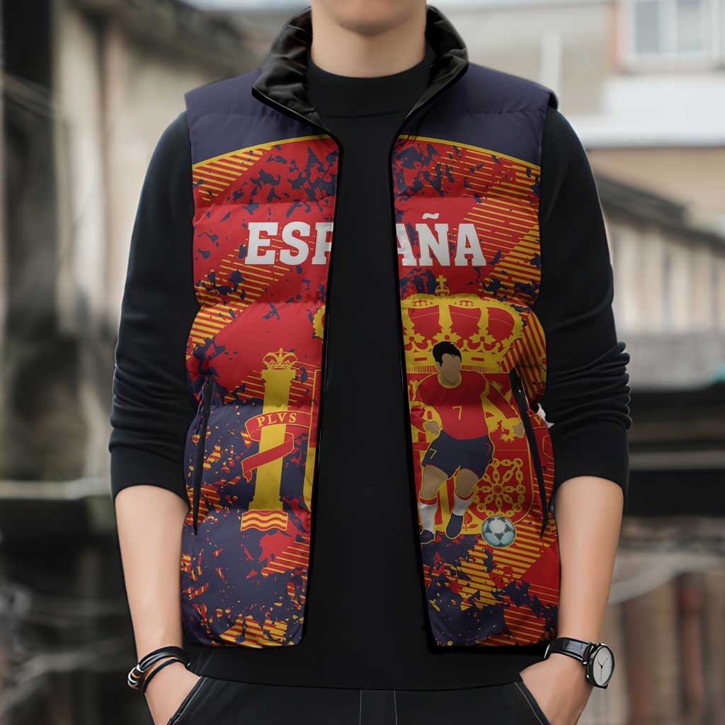 Spain 2026 Football Custom Sleeveless Puffer Jacket Espana La Roja Grunge Style