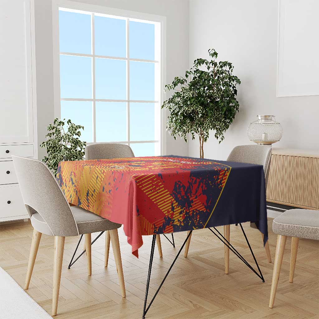 Spain 2026 Football Custom Tablecloth Espana La Roja Grunge Style