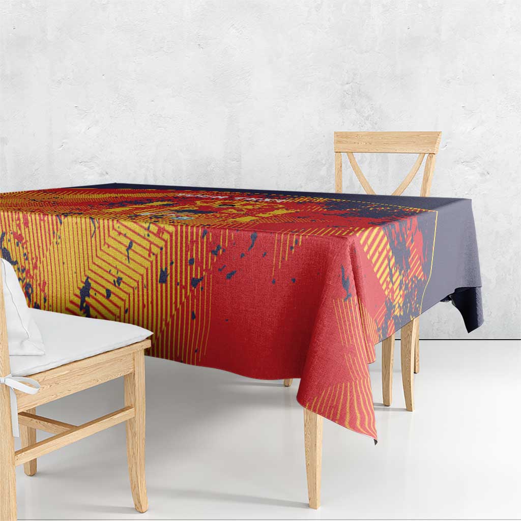 Spain 2026 Football Custom Tablecloth Espana La Roja Grunge Style