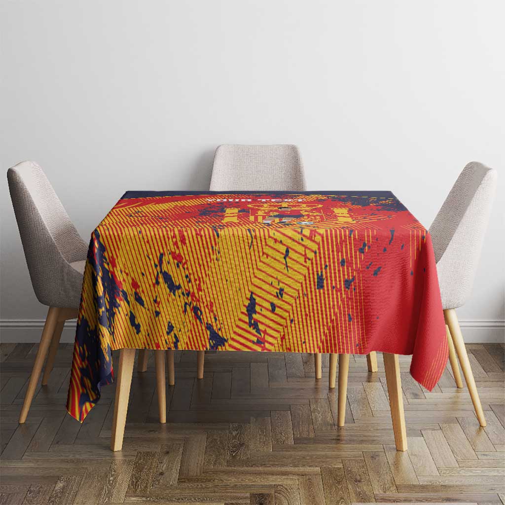 Spain 2026 Football Custom Tablecloth Espana La Roja Grunge Style