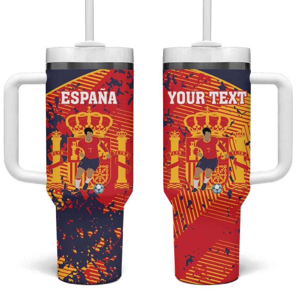 Spain 2026 Football Custom Tumbler With Handle Espana La Roja Grunge Style