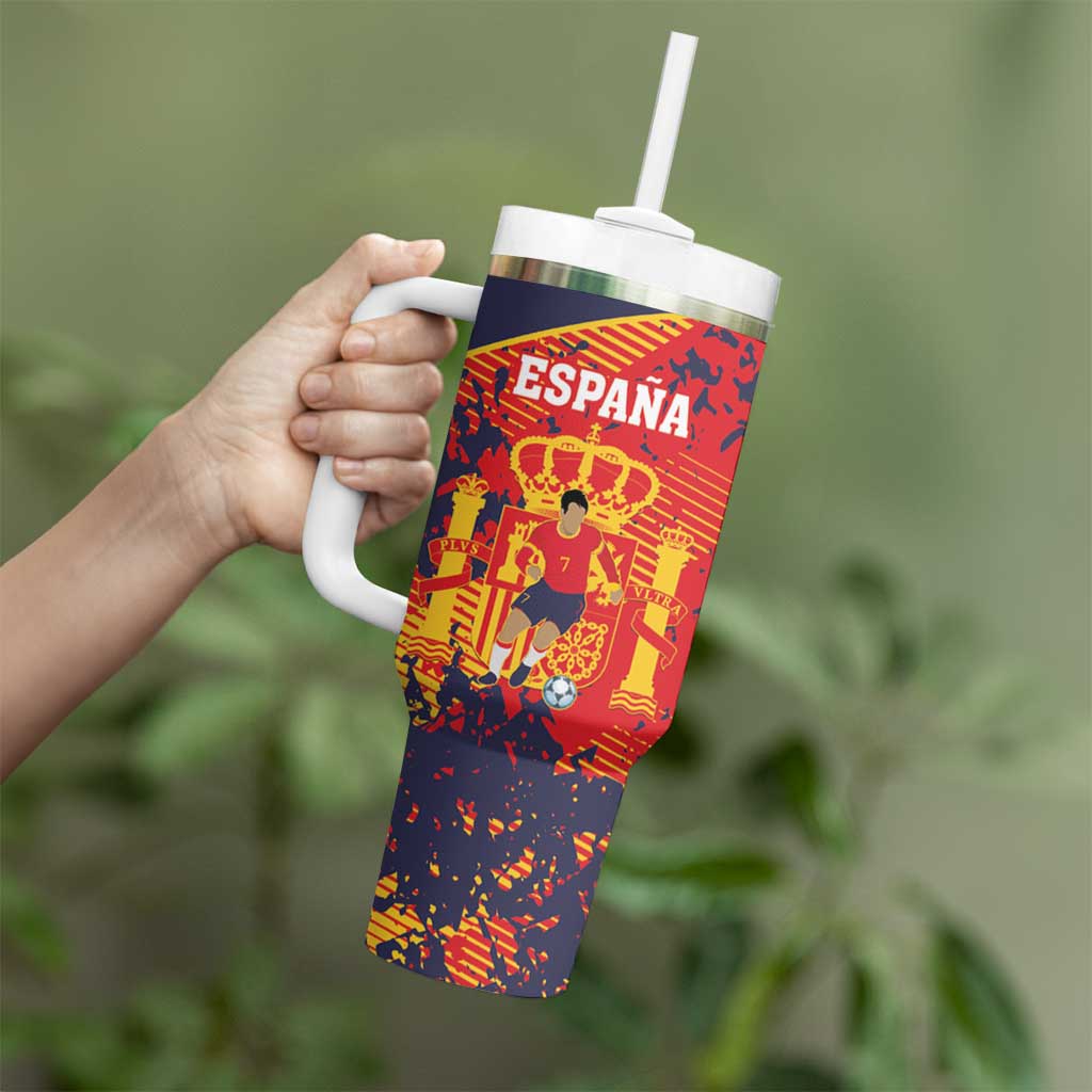 Spain 2026 Football Custom Tumbler With Handle Espana La Roja Grunge Style