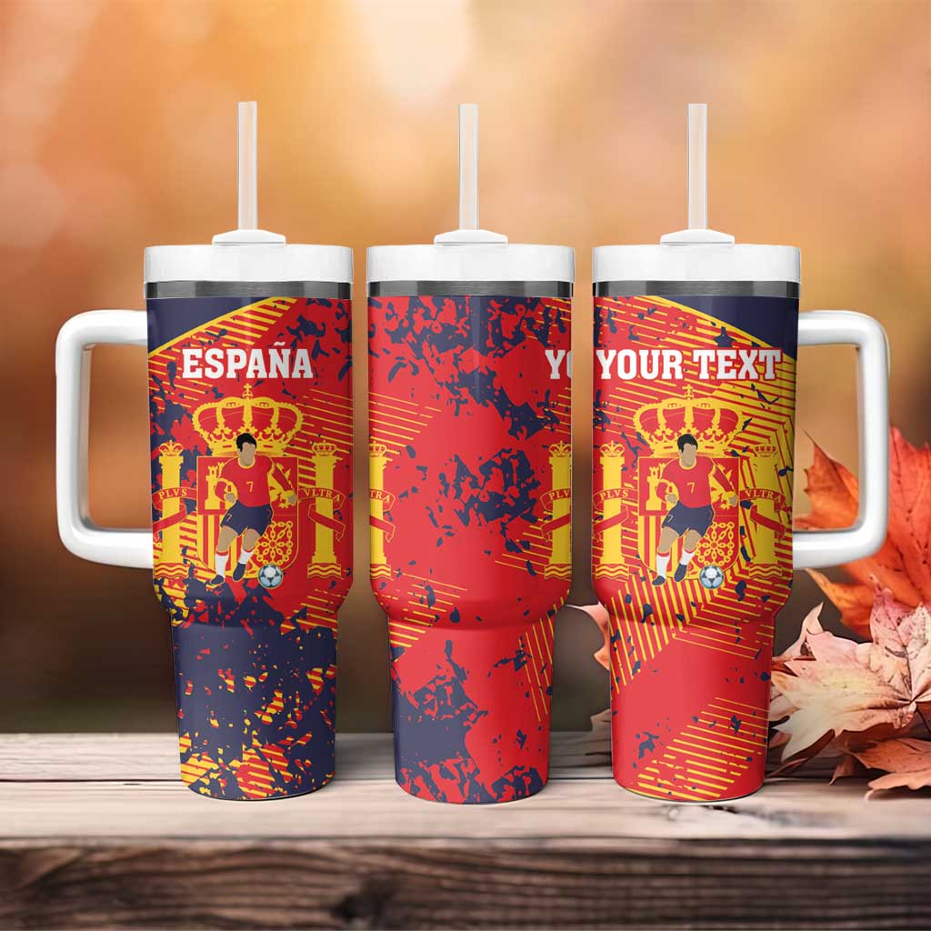 Spain 2026 Football Custom Tumbler With Handle Espana La Roja Grunge Style