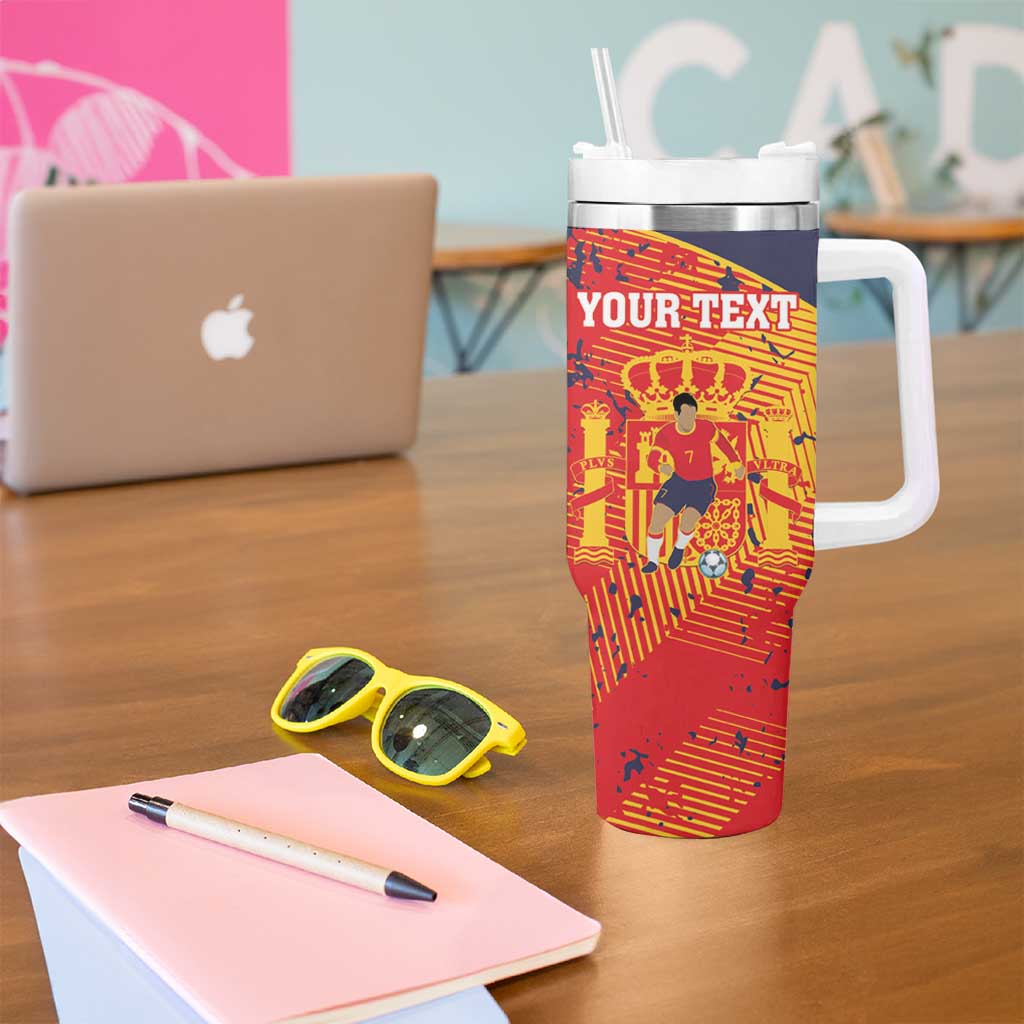Spain 2026 Football Custom Tumbler With Handle Espana La Roja Grunge Style