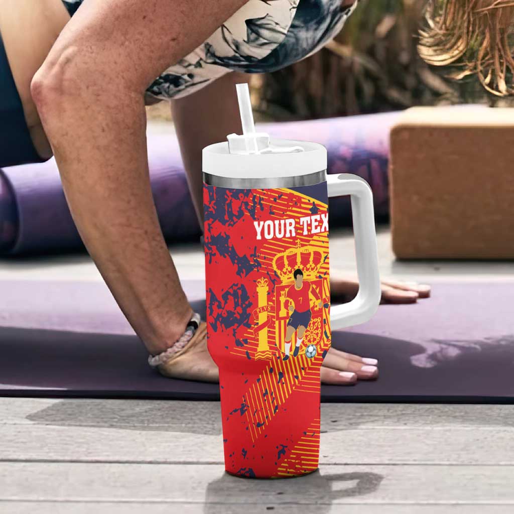 Spain 2026 Football Custom Tumbler With Handle Espana La Roja Grunge Style