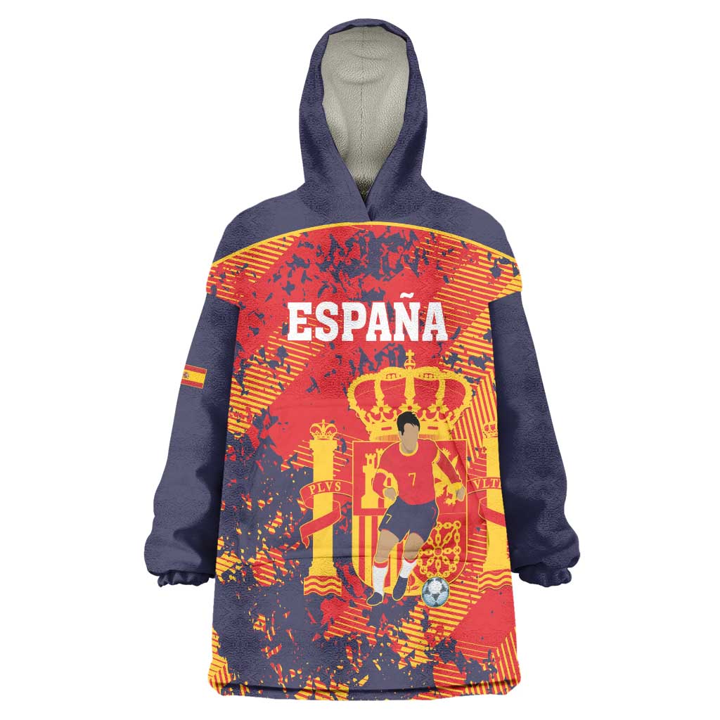Spain 2026 Football Custom Wearable Blanket Hoodie Espana La Roja Grunge Style