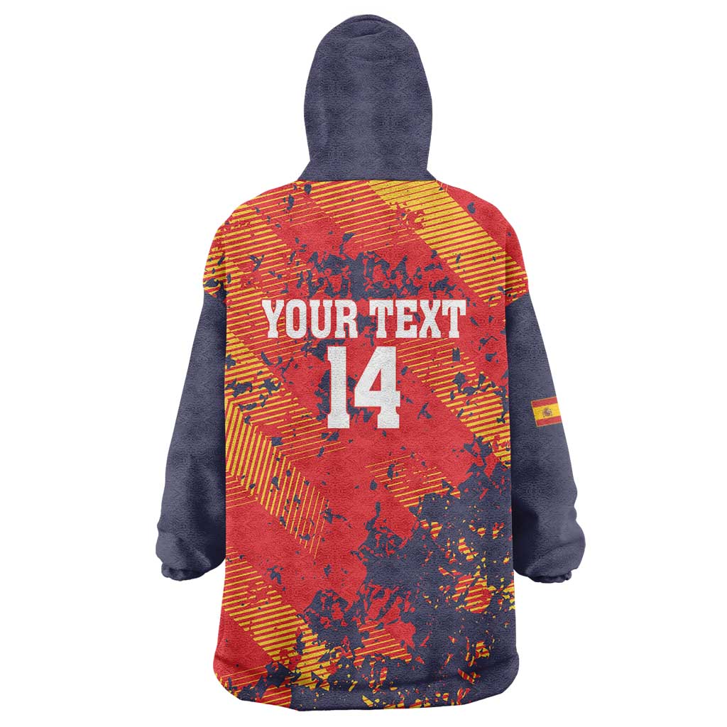 Spain 2026 Football Custom Wearable Blanket Hoodie Espana La Roja Grunge Style