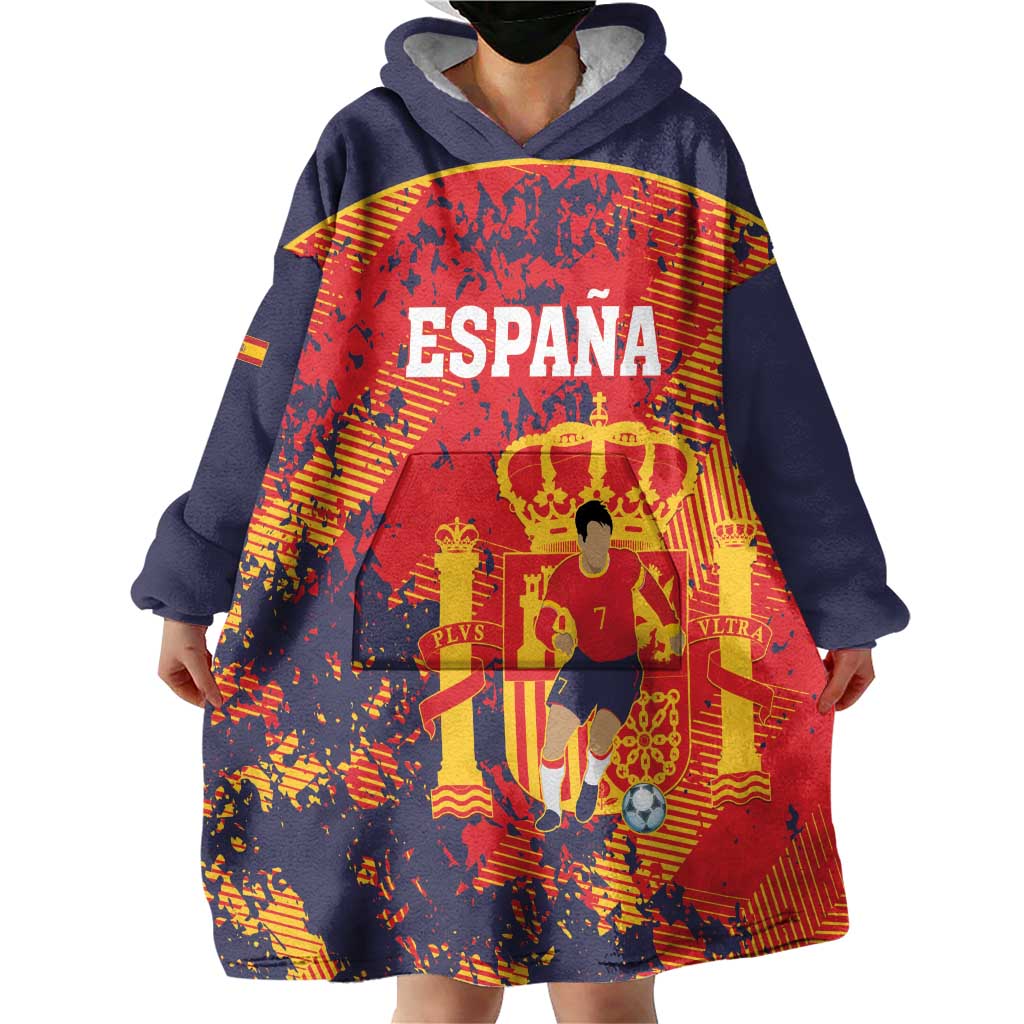 Spain 2026 Football Custom Wearable Blanket Hoodie Espana La Roja Grunge Style
