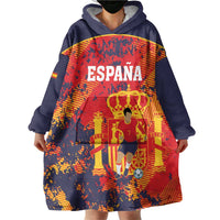 Spain 2026 Football Custom Wearable Blanket Hoodie Espana La Roja Grunge Style