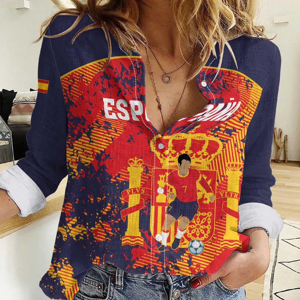 Spain 2026 Football Custom Women Casual Shirt Espana La Roja Grunge Style