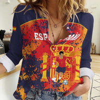 Spain 2026 Football Custom Women Casual Shirt Espana La Roja Grunge Style