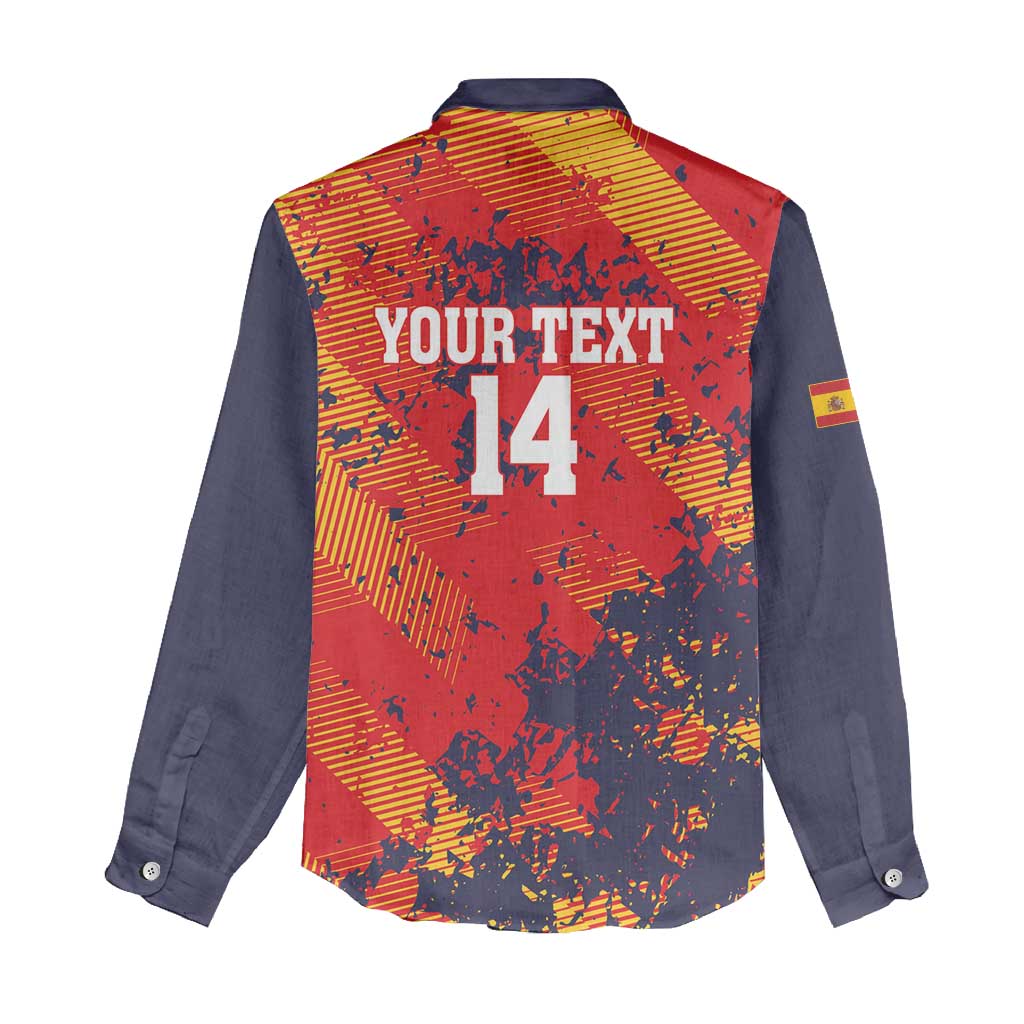 Spain 2026 Football Custom Women Casual Shirt Espana La Roja Grunge Style