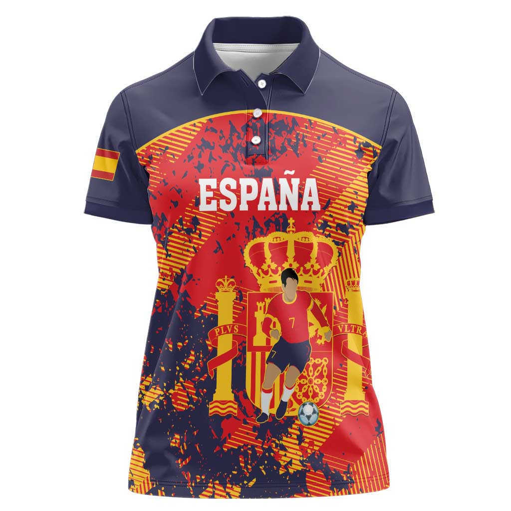 Spain 2026 Football Custom Women Polo Shirt Espana La Roja Grunge Style