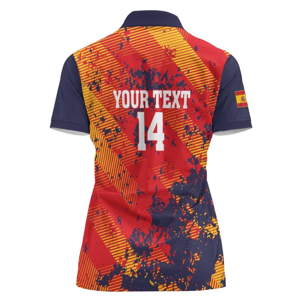 Spain 2026 Football Custom Women Polo Shirt Espana La Roja Grunge Style