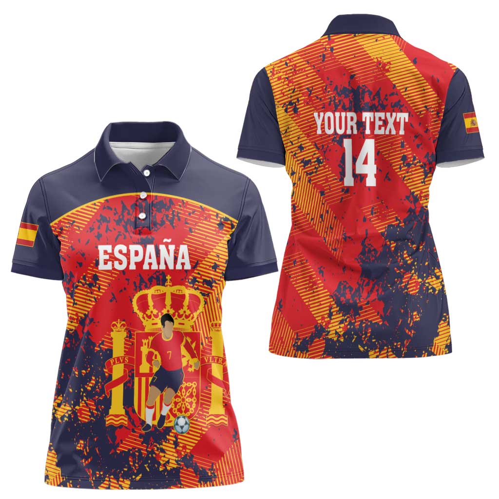 Spain 2026 Football Custom Women Polo Shirt Espana La Roja Grunge Style