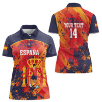 Spain 2026 Football Custom Women Polo Shirt Espana La Roja Grunge Style