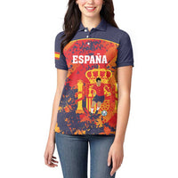Spain 2026 Football Custom Women Polo Shirt Espana La Roja Grunge Style