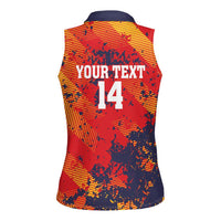 Spain 2026 Football Custom Women Sleeveless Polo Shirt Espana La Roja Grunge Style