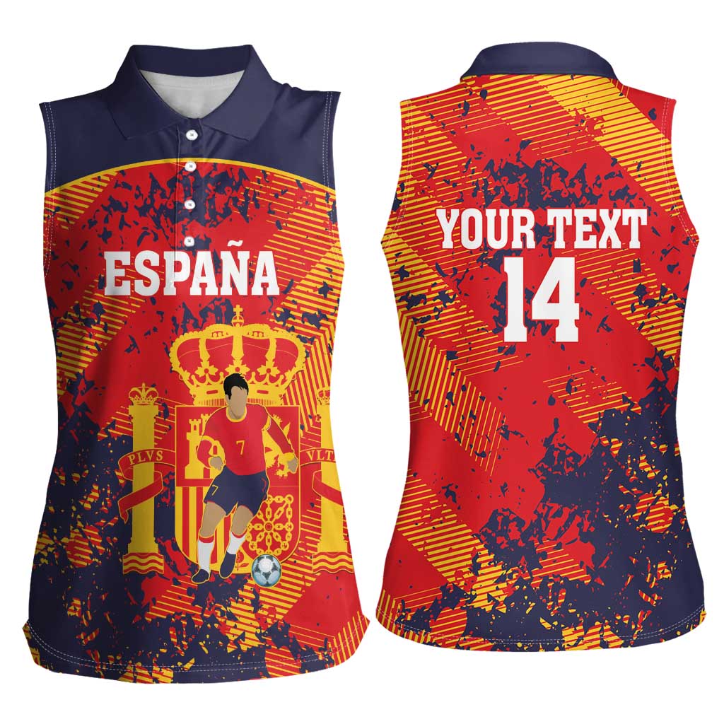 Spain 2026 Football Custom Women Sleeveless Polo Shirt Espana La Roja Grunge Style