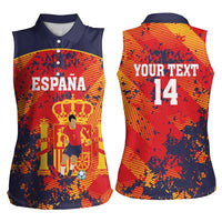 Spain 2026 Football Custom Women Sleeveless Polo Shirt Espana La Roja Grunge Style