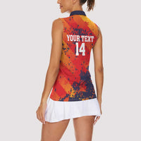 Spain 2026 Football Custom Women Sleeveless Polo Shirt Espana La Roja Grunge Style