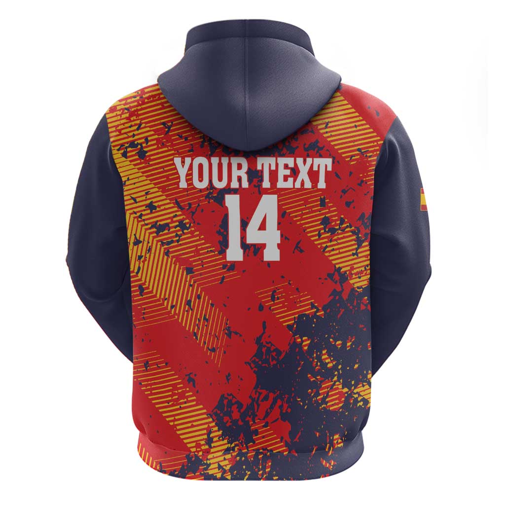 Spain 2026 Football Custom Zip Hoodie Espana La Roja Grunge Style